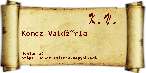 Koncz Valéria névjegykártya